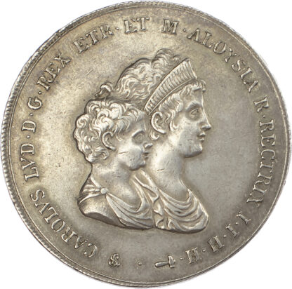 Italy, Tuscany, Carlo Lodovico and Maria Louisa (1803-1807), silver 10 Lire, 1807