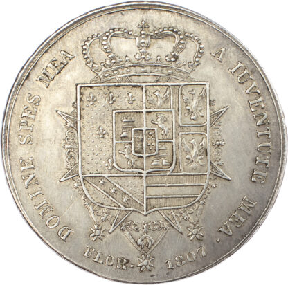 Italy, Tuscany, Carlo Lodovico and Maria Louisa (1803-1807), silver 10 Lire, 1807