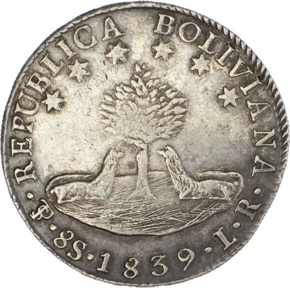 Bolivia, Republic, silver 8 Soles, 1839 LR