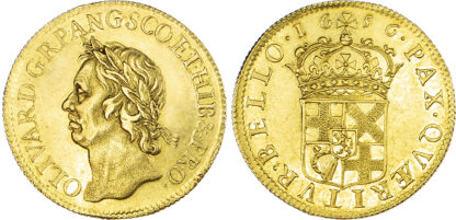 Oliver Cromwell (1656-58), Gold Broad of twenty shillings, 1656