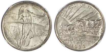 USA, Oregon Trail Memorial, silver Half Dollar, 1933, Denver - MS 66