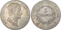France, Consulate, Napoleon I (1799-1804), silver 5 Francs