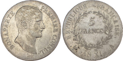 France, Consulate, Napoleon I (1799-1804), silver 5 Francs