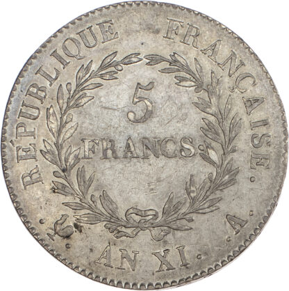 France, Consulate, Napoleon I (1799-1804), silver 5 Francs