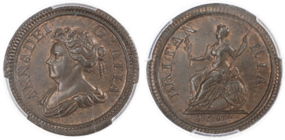 Anne (1702-14) Copper Specimen Pattern Farthing, 1714