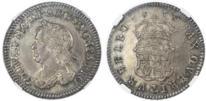 Cromwell, Silver Pattern Sixpence, 1658