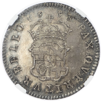 Cromwell, Silver Pattern Sixpence, 1658
