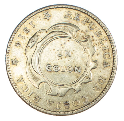 Costa Rica, silver 1 Colon, GCR counterstamped coinage, 1923