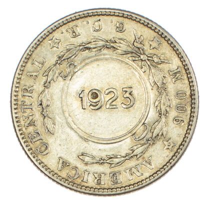Costa Rica, silver 1 Colon, GCR counterstamped coinage, 1923