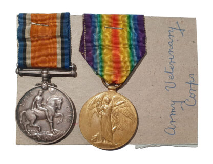 A Great War Pair awarded to Private W.C. Mitchell Army Veterinary Corps