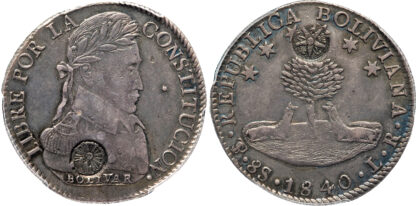 Central American Republic, Guatemala, counterstamped silver 8 Reales