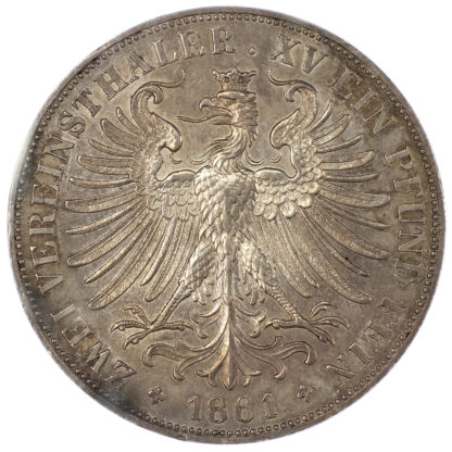 Germany, Frankfurt, silver Double Thaler - AU 58