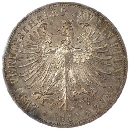 Germany, Frankfurt, silver Double Thaler - AU 58