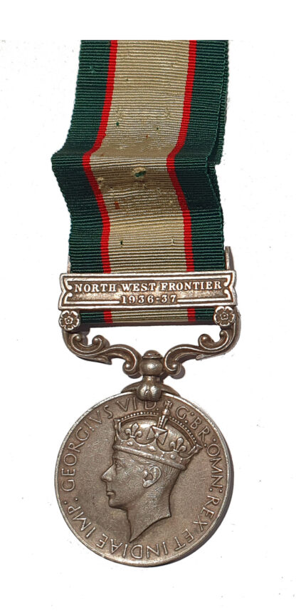 India General Service Medal 1936-39, one clasp North West Frontier 1936-37, awarded to Syce (Groom), Gaur Ali