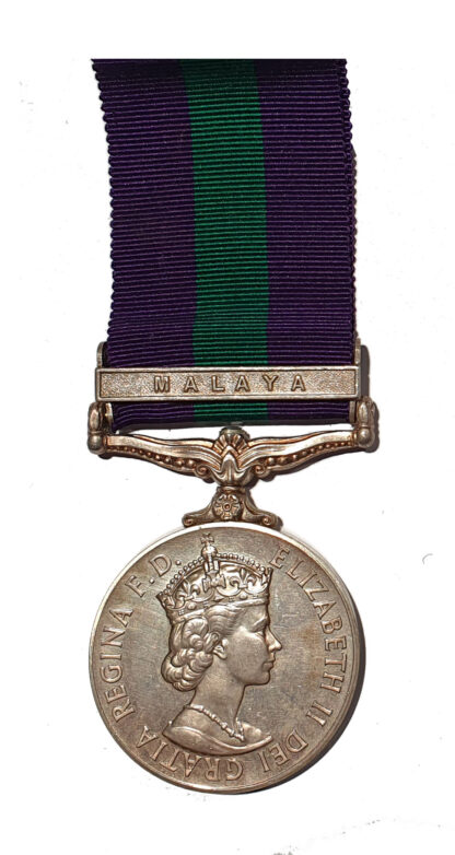 General Service Medal, 1918-62, EiiR, one clasp, Malaya awarded to Private E.D. Bentley