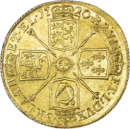George I (1714 27), Two Guineas, 1720, 20 struck over 17