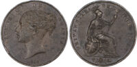 Victoria (18371901), copper Penny, 1858, LARGE ROSE small date variety