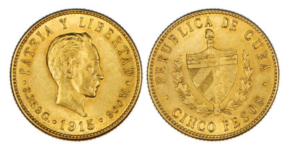 Cuba, Republic, gold 5 Pesos, 1915