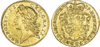 George II (1727-60), Half-Guinea, 1739, young laureate head