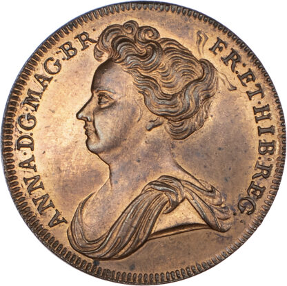 Anne (1702-1714). Post Union. Pattern Copper Halfpenny by Crocker,