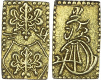 Japan, Meiji (1867-1912 AD), electrum 2 Bu, c. 1868-1869