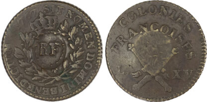USA (French Colonies), Louis XV (1715-1774), copper Sou chopmarked RF, 1767
