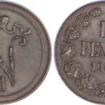 Finland, under Russian tsar Nicholas II (1894-1917), copper 10 Pennia