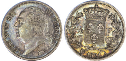 France, Second Restoration, Louis XVIII (1815-1824), silver Demi Franc