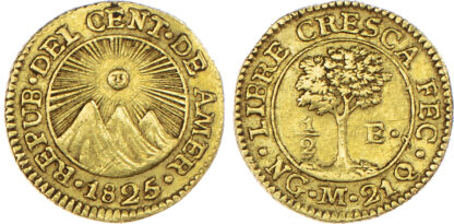 Central American Republic, Guatemala, gold 1/2 Escudo, 1825