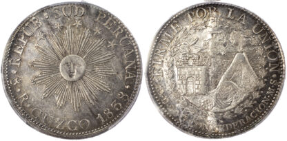 Peru, South Peru, silver 8 Reales, 1838 - MS, Cuzco - AU 58