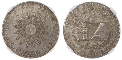 Peru, South Peru, silver 8 Reales, 1837 - AU 58