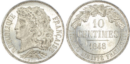 France, Second Republic (1848-1851), tin Pattern 10 Centimes