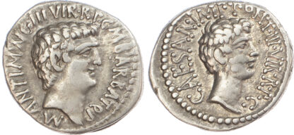 Mark Antony and Octavian, Silver Denarius