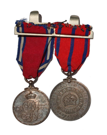 A Metropolitan Police Coronation and Jubilee Pair awarded to Police Constable M. McDonald
