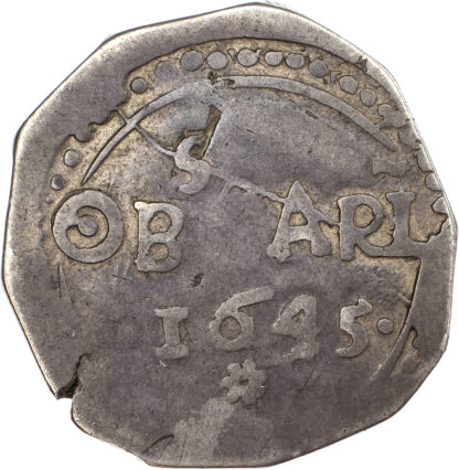 Charles I (1625-49), Three Shillings, 1645, Civil War obsidional coinage
