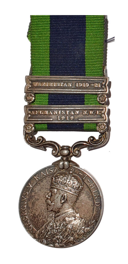 India General Service Medal 1908-35, two clasps, Afghanistan N.W.F. 1919, Waziristan 1919-21