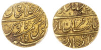 India, Mughal Empire, Muhammad Shah (1719-1748), gold Mohur - MS 63