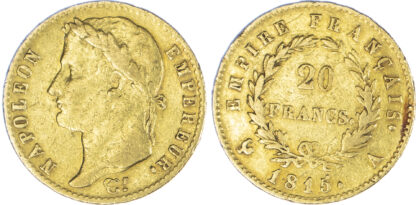 France, First Empire, Napoleon (1804-1815), gold 20 Francs, 1815 - scarcer date