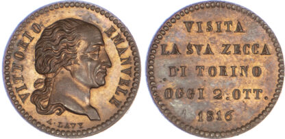 Italy, Torino, Vittorio Emanuele I (1802-1821), copper Medalet - mint visit