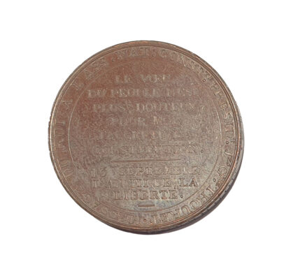 France, Louis XVI Acceptance of New French Constitution AE Medal 1791