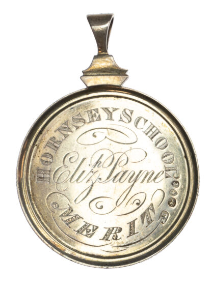London Hornsey School, Reverend J. Grant's Silver Prize Medal 1859 to Elizabeth Payne
