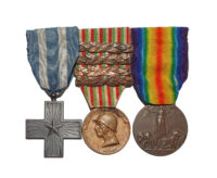 Great War Italian Group of 3 comprising, Italian War Merit Cross, Italian War Medal with 4 clasp, 1915,1916,1917,1918, Italian Victory Medal