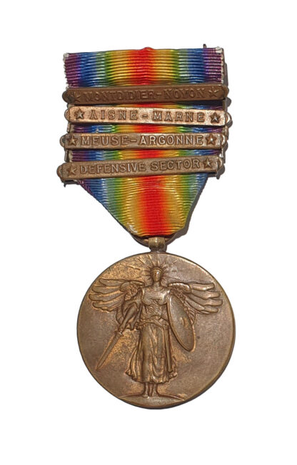 USA – A World War 1 Victory Medal with 4 clasp awarded to Private Alfred W. Johnson