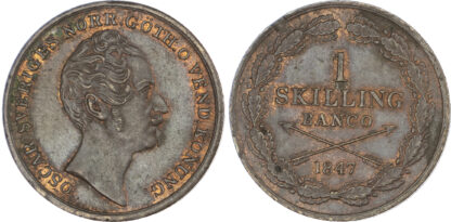 Sweden, Oskar I (1844-1859), copper 1 Skilling Banco, 1847