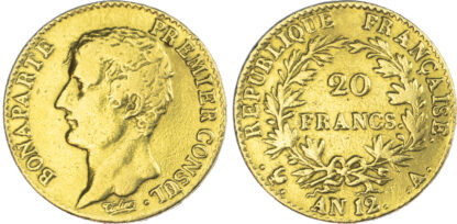 France, Consulate, Napoleon I, gold 20 Francs, AN 12 – 1803/4