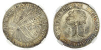 Central American Republic, Guatemala, silver 8 Reales, 1829 - AU 58