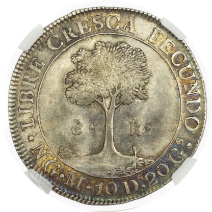 Central American Republic, Guatemala, silver 8 Reales, 1829 - AU 58