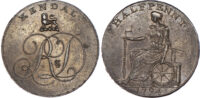 1008 Kendal, Lutwyche mule Halfpenny 1794