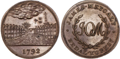 Yorkshire, Bedale, James Metcalf, Skidmore's bronzed proof Halfpenny, 1792