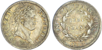 France, First Empire, Napoleon (1804-1815), silver Demi Franc, 1810